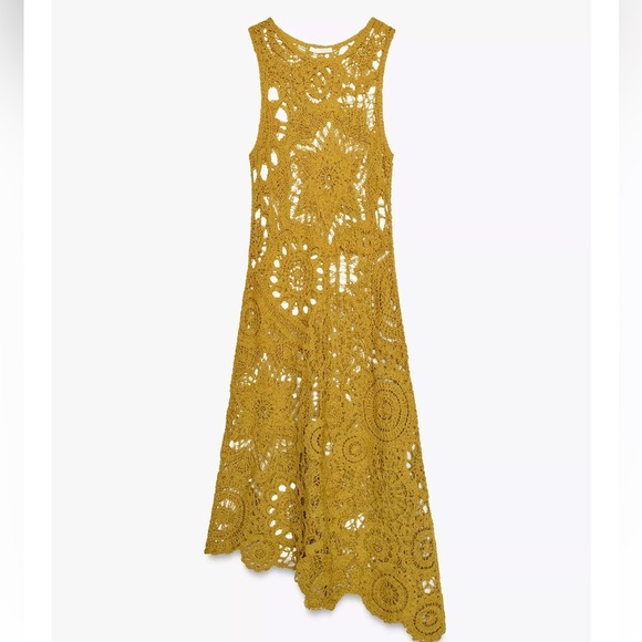Zara Asymmetric Crochet Midi Dress - Picture 9 of 11